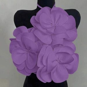 Purple Floral Statement Halter Top